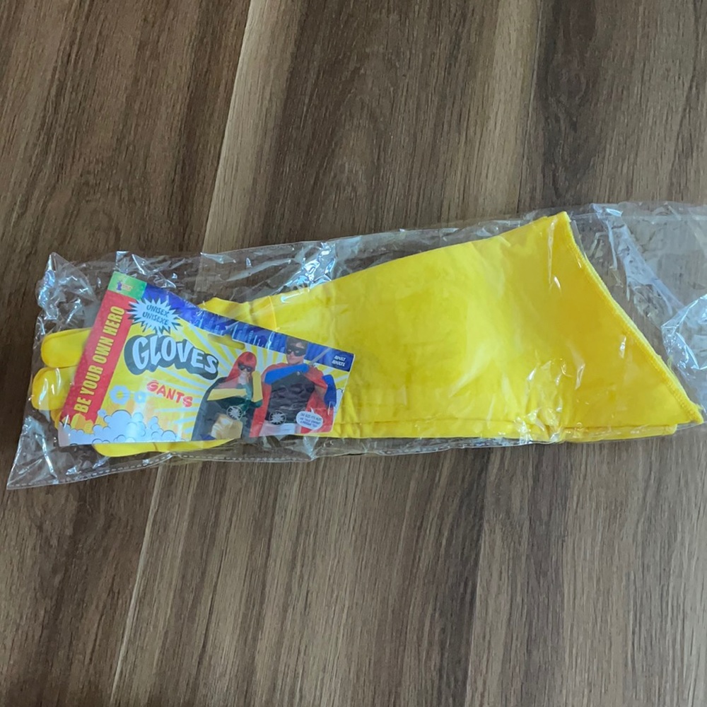 Yellow Unisex costume gloves. Brand new in original packaging